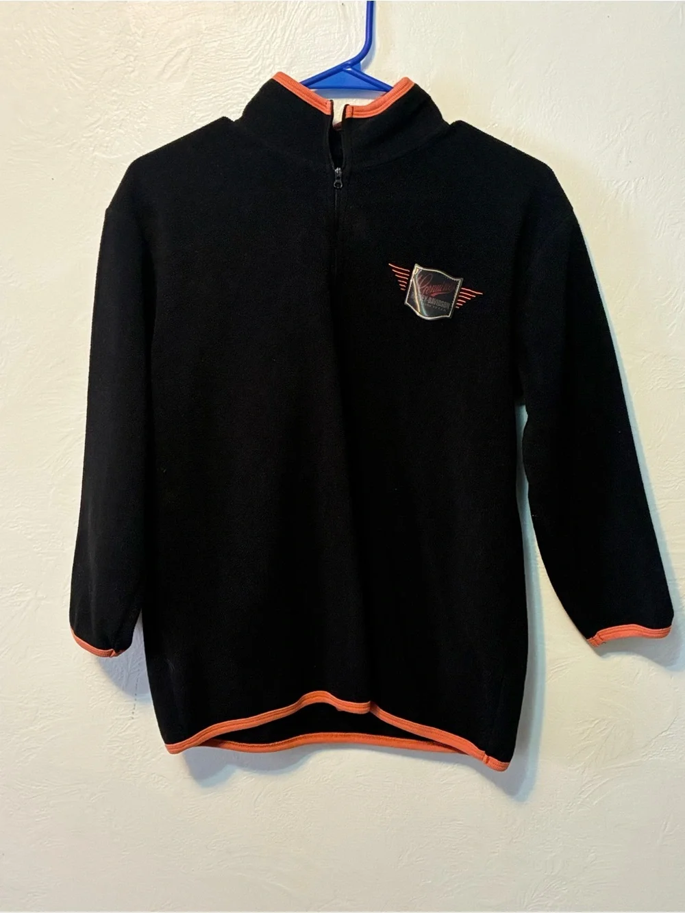 Harley-Davidson Black Fleece Pullover Jacket Size 12/14 Holographic Patch